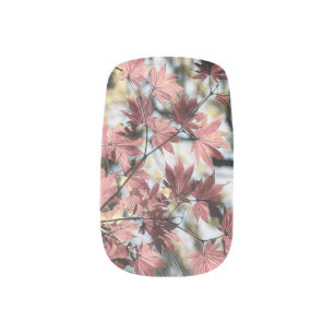Rustic fall maple leaves rusty red pink brown minx nail art
