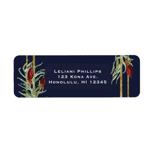 Rustic Fall Marsala Floral Navy Blue Gold Wedding Label (Front)