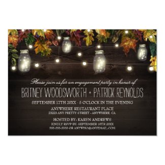 Rustic Fall Mason Jar Engagement Party Invitations