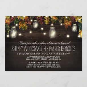 Rustic Fall Mason Jar Rehearsal Dinner Invitations