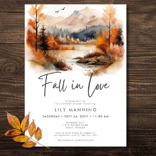 Rustic Fall Mountain Fall In Love Bridal Shower Invitation