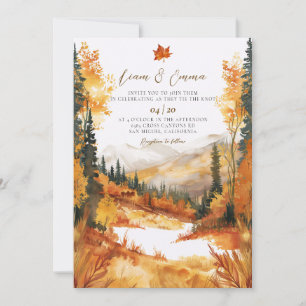 Rustic Fall Mountain Landscape Wedding Invitation