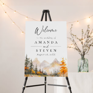 Rustic Fall Mountain Pine Forest Wedding Welcome Foam Board