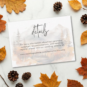 Rustic Fall Mountain Scene Watercolor Details Enclosure Card