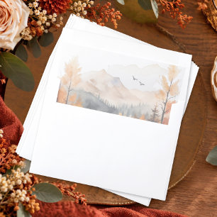 Rustic Fall Mountain Scene Watercolor Wedding Envelope Liner