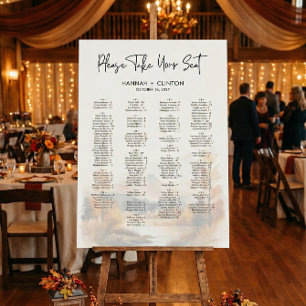 Rustic Fall Mountain Scene Wedding Seating Foam Board