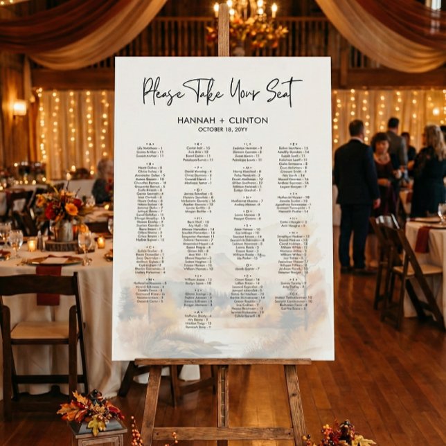 Rustic Fall Mountain Scene Wedding Seating Foam Board (Creator Uploaded)