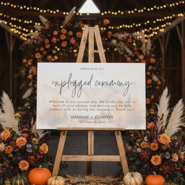 Rustic Fall Mountain Scene Wedding Unplugged Foam Board (Creator Uploaded)