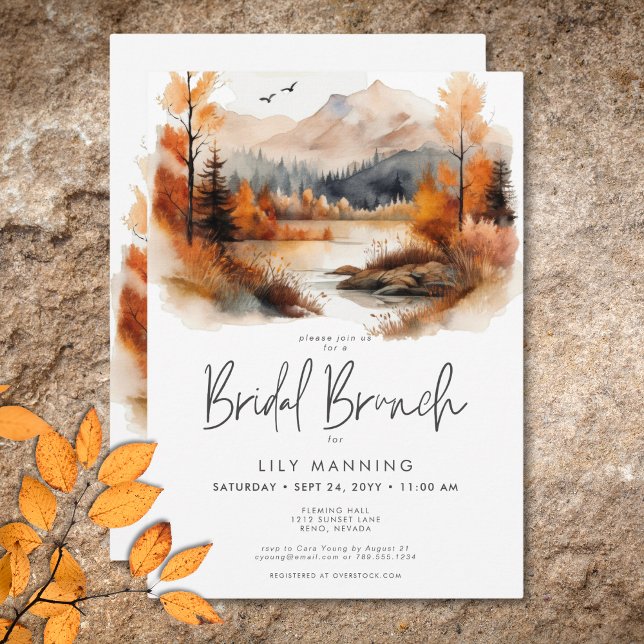Rustic Fall Mountain Watercolor Bridal Brunch Invitation (Rustic Fall Mountain Watercolor Bridal Brunch Invitation)