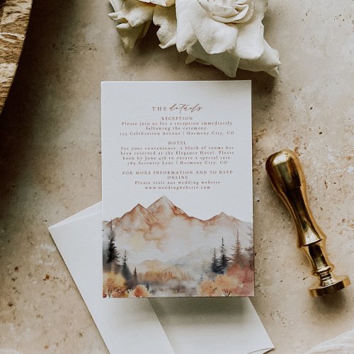 Rustic Fall Mountain Wedding Details Insert Card