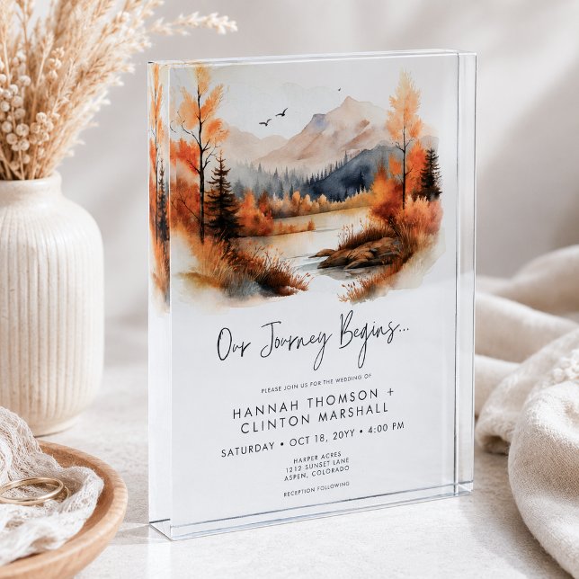 Rustic Fall Mountain Wedding Invitation Keepsake Photo Block (Creator Uploaded)