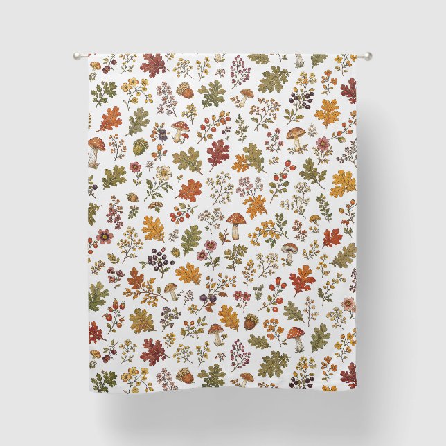 Rustic Fall Mushroom Leaves Woodland Pattern Blackout Curtains (Front)