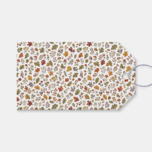 Rustic Fall Mushroom Leaves Woodland Pattern Gift Tags