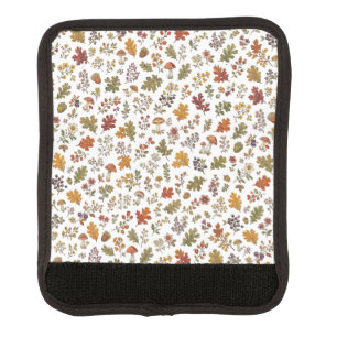 Rustic Fall Mushroom Leaves Woodland Pattern Luggage Handle Wrap