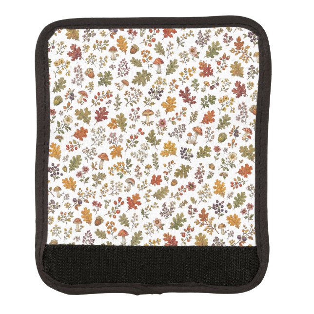 Rustic Fall Mushroom Leaves Woodland Pattern Luggage Handle Wrap (Front)