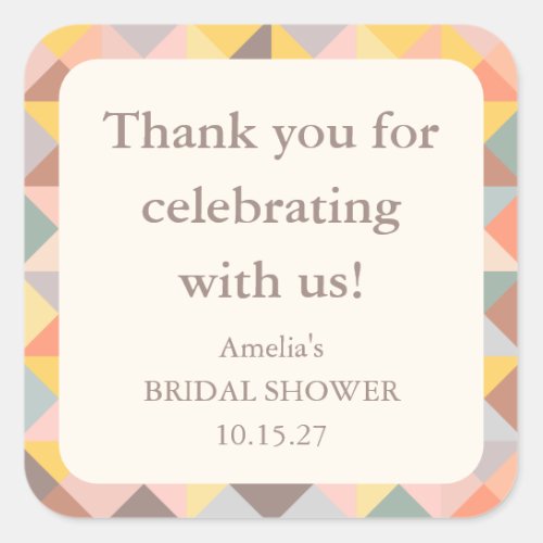 Rustic Fall Neutral Custom Bridal Shower Thank You Square Sticker