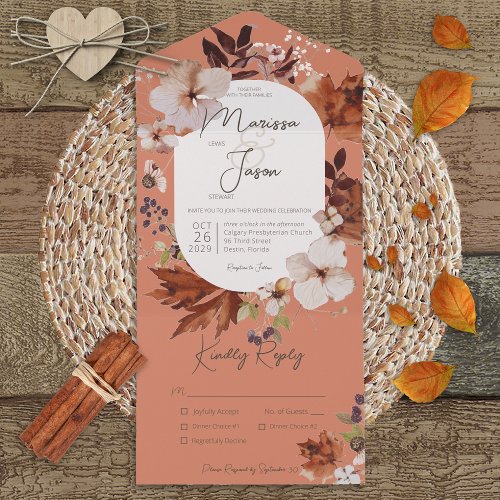 Rustic Fall Neutral Wreath Rust Dinner All In One Invitation
