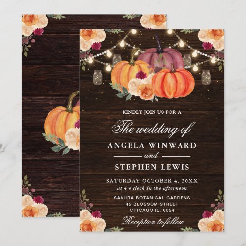 Rustic Fall Orange Pumpkins Floral Wedding