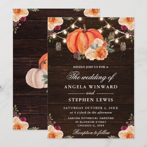 Rustic Fall Orange Pumpkins Floral Wedding