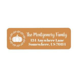 Rustic Fall Orange & White Pumpkin Personalized Label