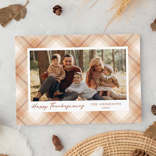 Rustic Fall Plaid Photo Thanksgiving Holiday Card