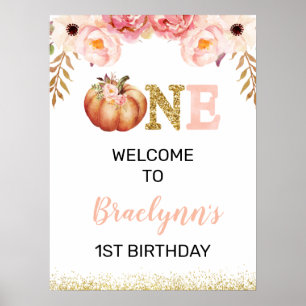 Rustic Fall Pumpkin 1st Birthday Welcome Sign