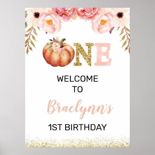 Rustic Fall Pumpkin 1st Birthday Welcome Sign
