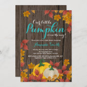Rustic Fall Pumpkin Aqua Baby Shower invitation (Front/Back)