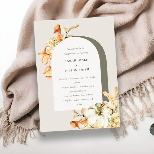 Rustic Fall Pumpkin Arch Floral Engagement Invite