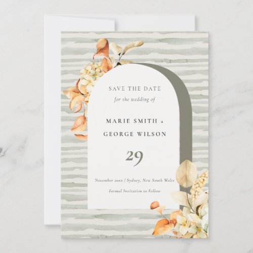 Rustic Fall Pumpkin Arch Floral Save the Date Card