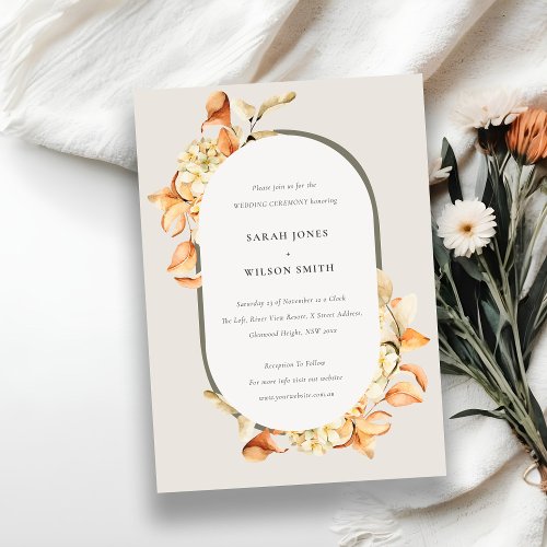 Rustic Fall Pumpkin Arch Floral Wedding Invite