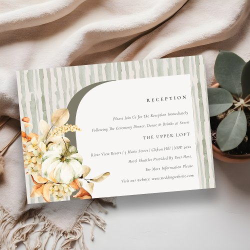 Rustic Fall Pumpkin Arch Floral Wedding Reception Enclosure Card