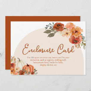 Rustic Fall Pumpkin Autumn Floral Enclosure Card
