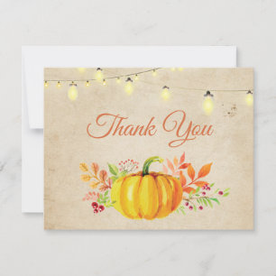 Rustic Fall Pumpkin Autumn Thank You card