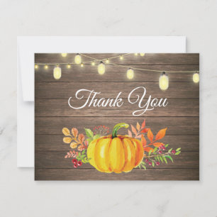 Rustic Fall Pumpkin Autumn Thank You card
