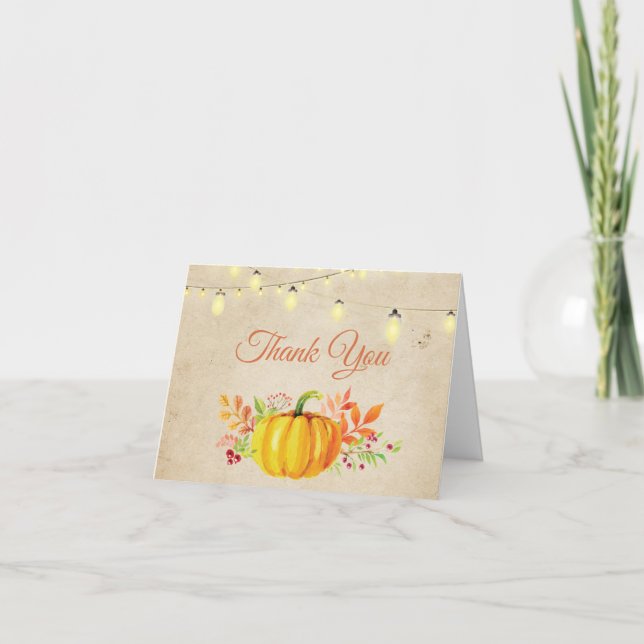 Rustic Fall Pumpkin Autumn Thank You card (Front)