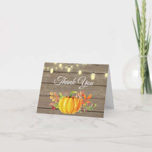 Rustic Fall Pumpkin Autumn Thank You card