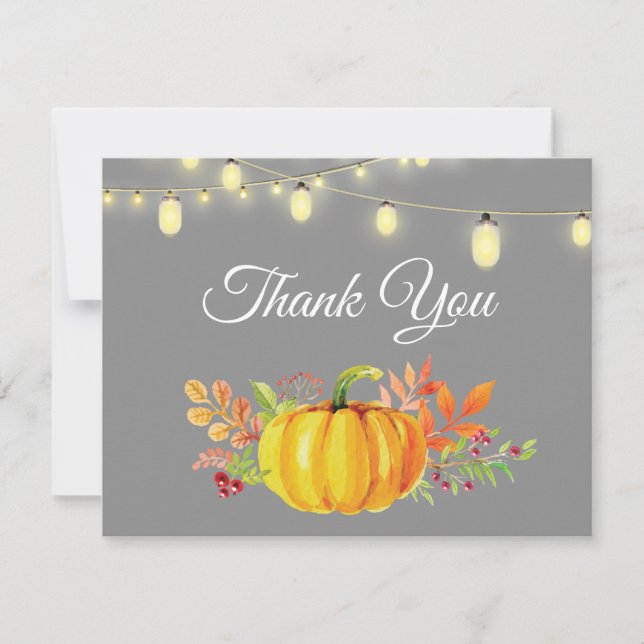 Rustic Fall Pumpkin Autumn Thank You card (Front)