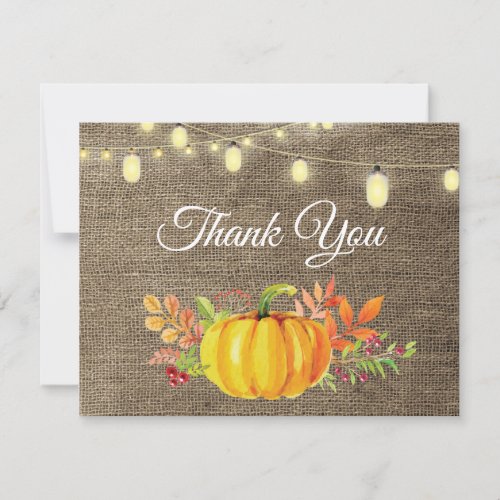 Rustic Fall Pumpkin Autumn Thank You card