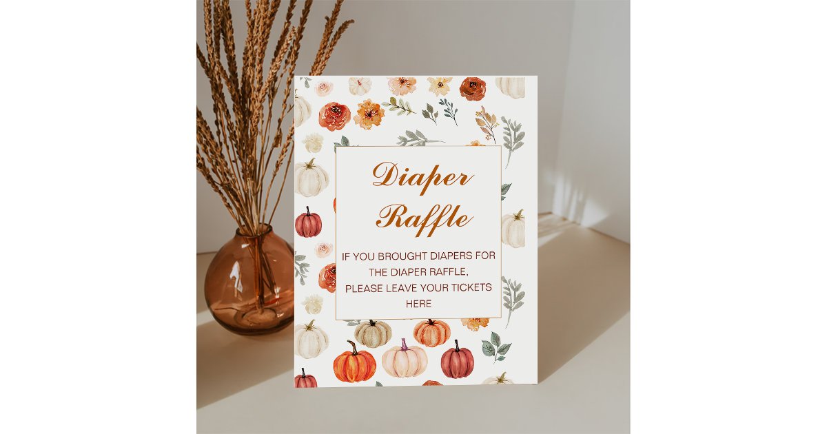 Rustic Raffle Sign Rustic Fall Pumpkin Baby Shower Diaper Raffle Pedestal Sign | Zazzle