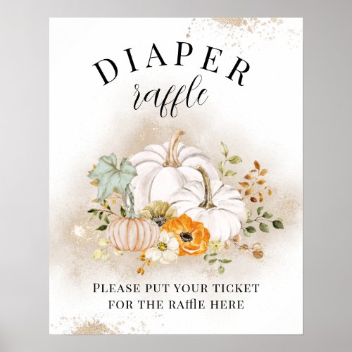 Rustic Fall Pumpkin Baby Shower Diaper Raffle Poster