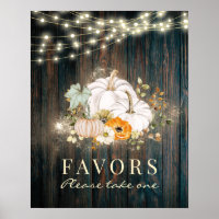 Rustic Fall Pumpkin Baby Shower Favors Poster