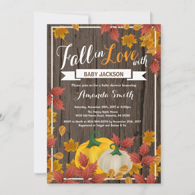 Rustic Fall Pumpkin Baby Shower invitation (Front)