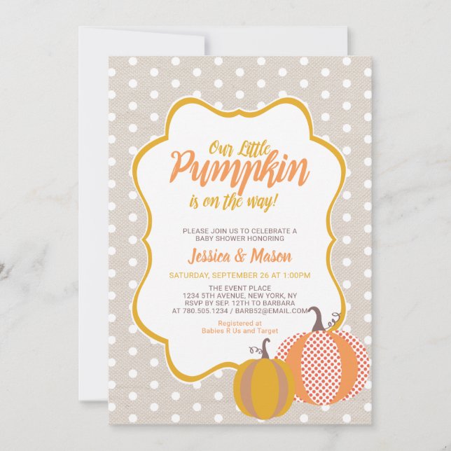 Rustic Fall Pumpkin Baby Shower Invitation (Front)