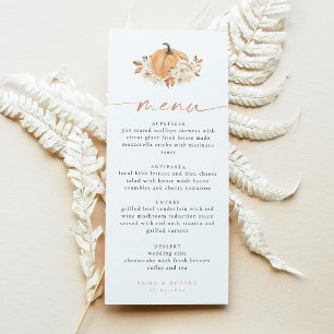 Rustic Fall Pumpkin Baby Shower Menu Card