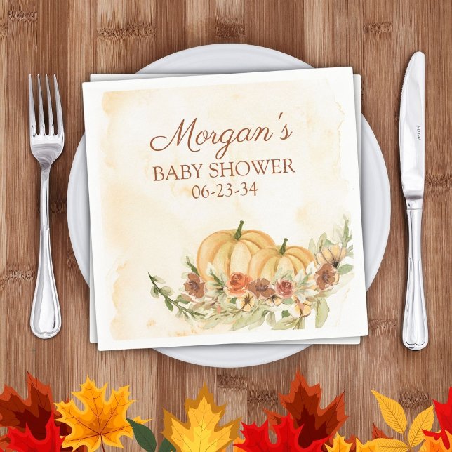 Rustic Fall Pumpkin Baby Shower Napkins (Creator Uploaded)