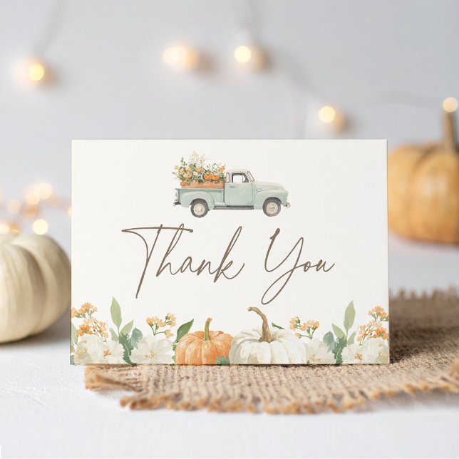 Rustic Fall Pumpkin Baby Shower Thank You Card (Creator Uploaded)