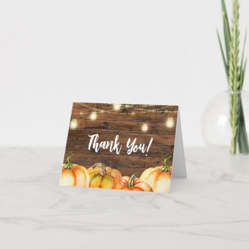  Rustic Fall Pumpkin Baby Shower Thank You Card