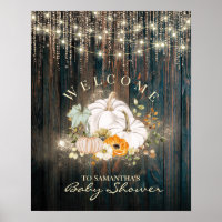 Rustic Fall Pumpkin Baby Shower Welcome  Poster