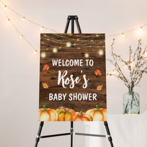 Rustic Fall Pumpkin Baby Shower Welcome Sign